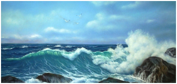 La vague déferlante - pastel sec - Taille : 22 x 46 cm (indisponible)