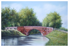 Le pont rouge (canal du midi) - pastel sec - taille : 38 x 25 cm