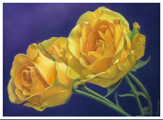 Les roses jaunes - pastel sec - taille : 27 x 37cm