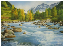 Rivière de montagne - pastel sec - taille : 50 x 36cm (disponible)