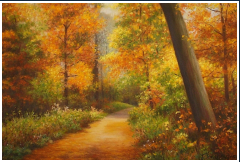 Le sous-bois en Automne - pastel sec - taille : 17 x 24 cm (disponible)