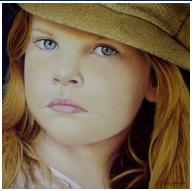 La fillette au chapeau - pastel sec - taille : 32 x 32cm (indisponible)