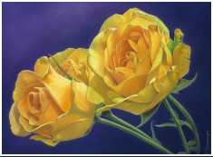 Les roses jaunes - pastel sec - taille : 27 x 37cm (disponible)