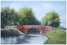 Le pont rouge (canal du midi) - pastel sec - taille : 38 x 25 cm (disponible)