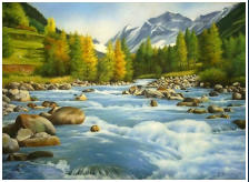 Rivire de montagne - pastel sec - taille : 50 x 36 cm (disponible)