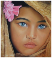 La jeune fille au ruban - pastel sec - taille : 30 x 33cm (indisponible)