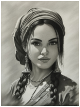La belle inconnue - pastel noir et blanc- taille : 30 x 40 cm (disponible)