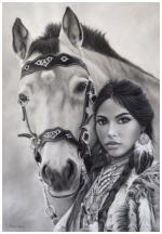 Beauté sauvage - pastel noir et blanc - taille : 34 x 50 cm (disponible)